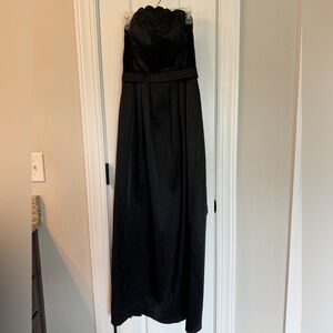 Eyelet bodice black strapless formal